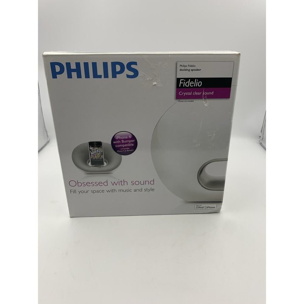Philips DS3000/37 White/Gray Portable 9-Volt Docking Speaker For iPod & iPhone